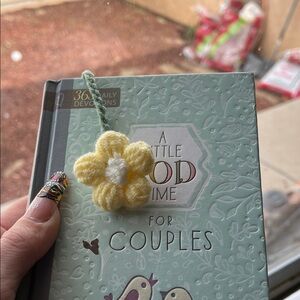 Yellow and White Crochet Flower Bookmark